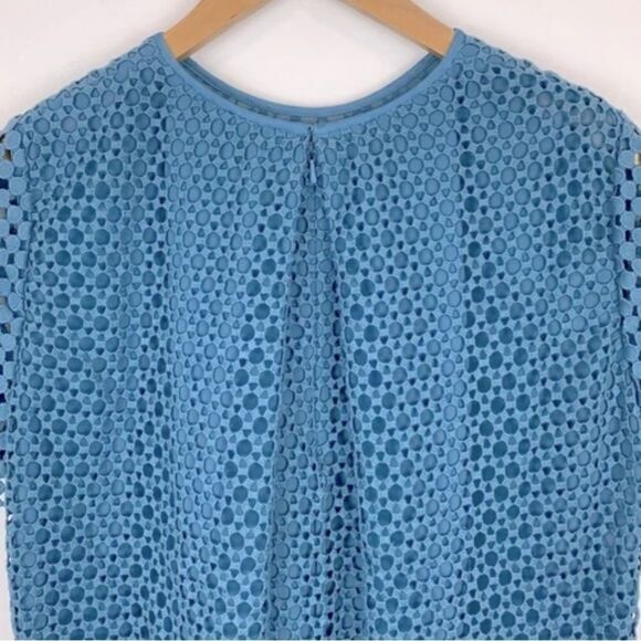 Tory Burch Blue Crescent Guipure Lace Short Sleeve Top - Picture 7 of 12